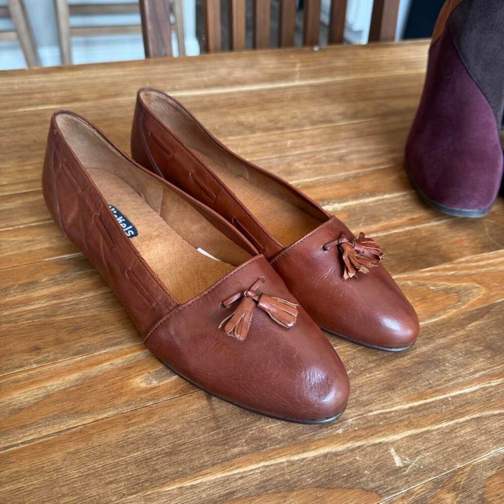 Vintage 80s 90s Nickels leather tassel loafers Cognac Brown Made in Italy